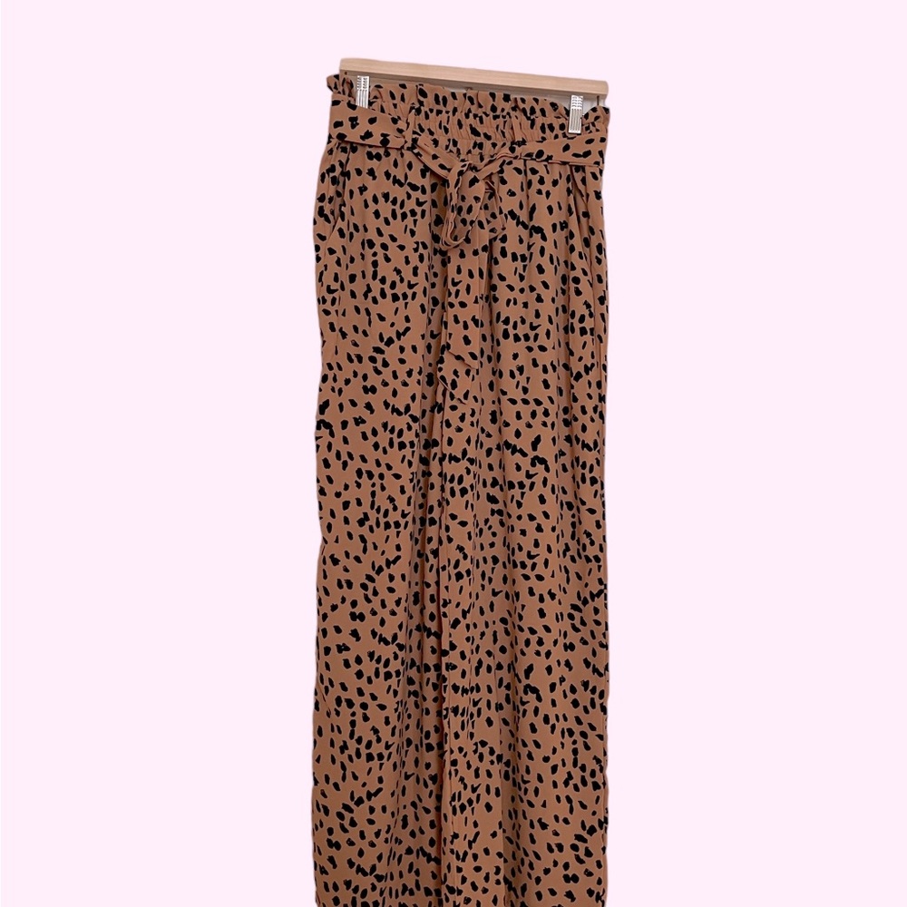 Animal print wide leg pants -Large unbranded